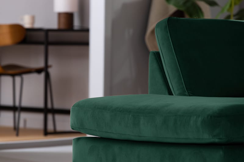 Teodin 2,5-sits Sammetssoffa med Schäslong Vänster - Grön - Möbler - Soffa - Divansoffor & schäslongsoffa