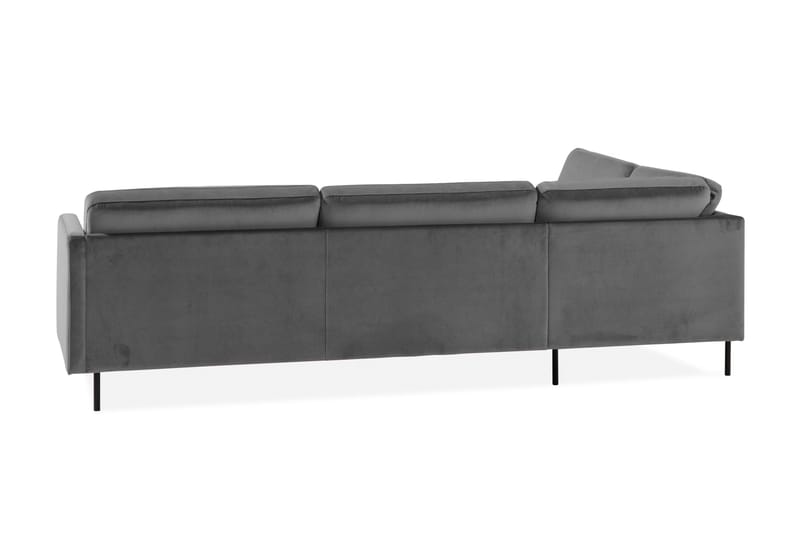 Teodin 2,5-sits Sammetssoffa med Schäslong Vänster - Ljusgrå - Möbler - Soffa - Divansoffor & schäslongsoffa