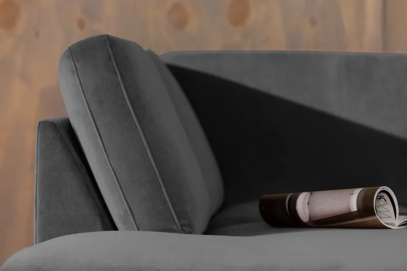 Teodin 2,5-sits Sammetssoffa med Schäslong Vänster - Ljusgrå - Möbler - Soffa - Divansoffor & schäslongsoffa