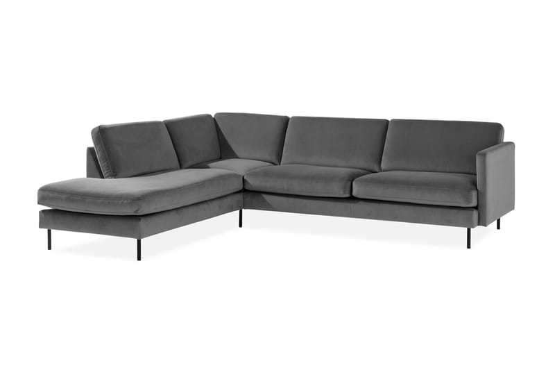 Teodin 2,5-sits Sammetssoffa med Schäslong Vänster - Ljusgrå - Möbler - Soffa - Divansoffor & schäslongsoffa