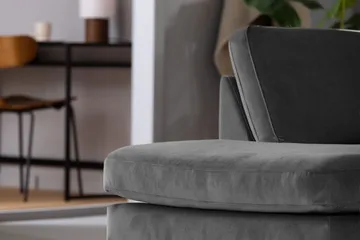 Teodin 2,5-sits Sammetssoffa med Schäslong Vänster - Ljusgrå - Möbler - Soffa - Divansoffor & schäslongsoffa