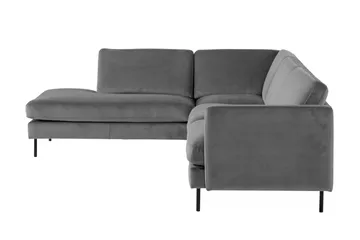 Teodin 2,5-sits Sammetssoffa med Schäslong Vänster - Ljusgrå - Möbler - Soffa - Divansoffor & schäslongsoffa