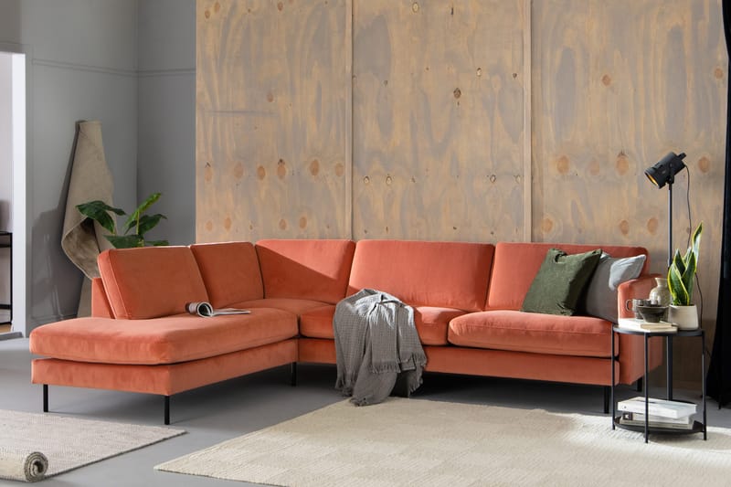 Teodin 2,5-sits Sammetssoffa med Schäslong Vänster - Rosa - Möbler - Soffa - Divansoffor & schäslongsoffa