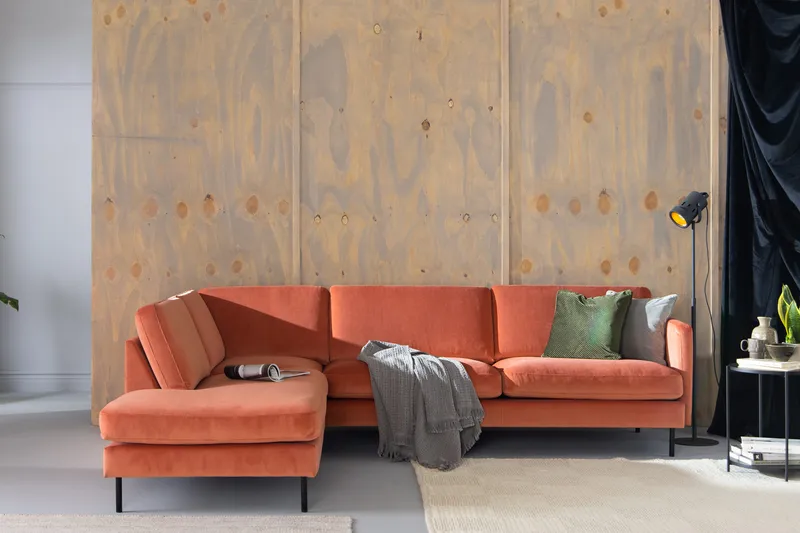 Teodin 2,5-sits Sammetssoffa med Schäslong Vänster - Rosa - Möbler - Soffa - Divansoffor & schäslongsoffa