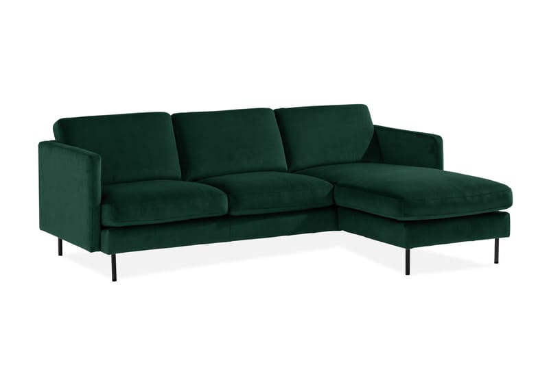 Teodin Sammetssoffa 2-sits med Divan Höger - Grön - Möbler - Soffa - Divansoffor & schäslongsoffa