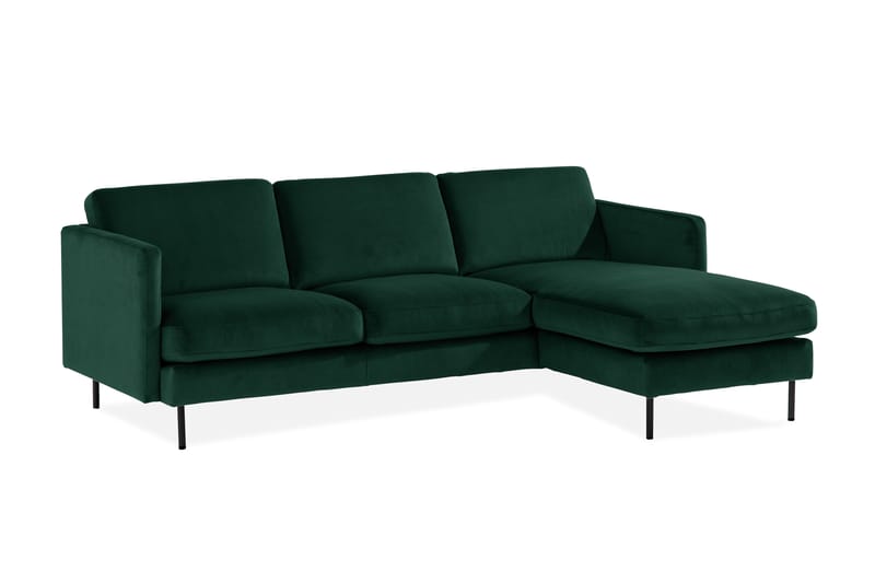 Teodin Sammetssoffa 2-sits med Divan Höger - Grön - Divansoffor & schäslongsoffa - Sammetssoffa - 2 sits soffa med divan