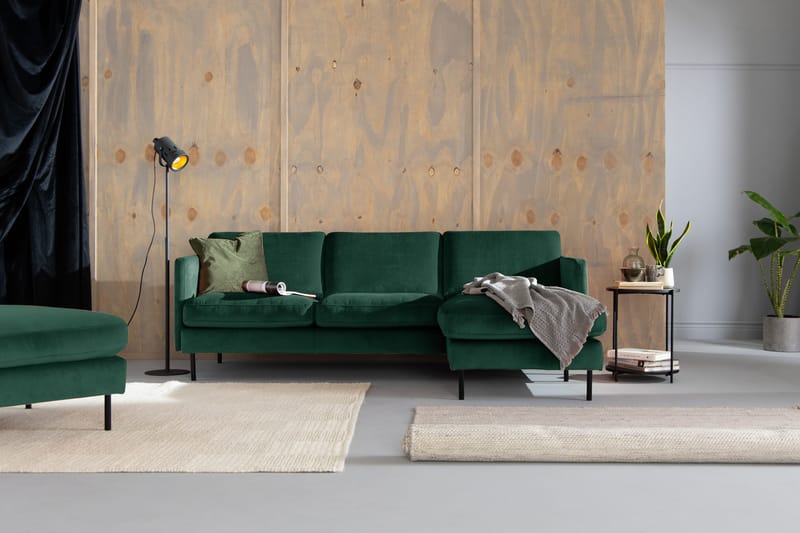 Teodin Sammetssoffa 2-sits med Divan Höger - Grön - Möbler - Soffa - Divansoffor & schäslongsoffa