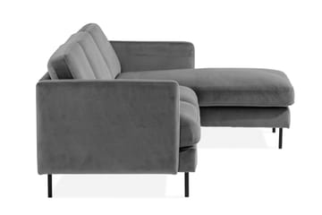 Teodin Sammetssoffa 2-sits med Divan Höger - Ljusgrå - Möbler - Soffa - Divansoffor & schäslongsoffa