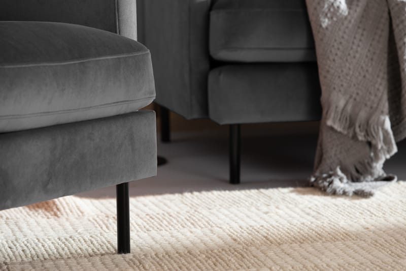 Teodin Sammetssoffa 2-sits med Divan Höger - Ljusgrå - Möbler - Soffa - Divansoffor & schäslongsoffa