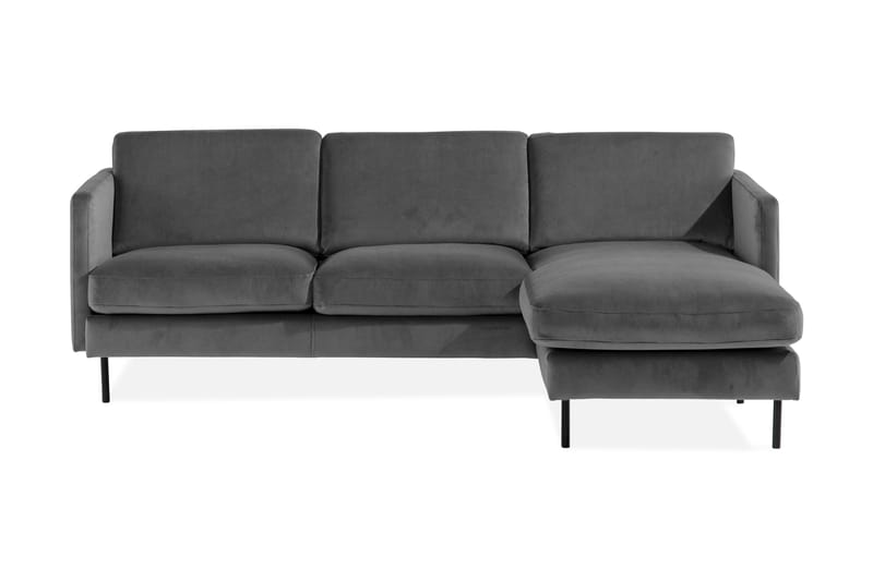 Teodin Sammetssoffa 2-sits med Divan Höger - Ljusgrå - Divansoffor & schäslongsoffa - Sammetssoffa - 2 sits soffa med divan