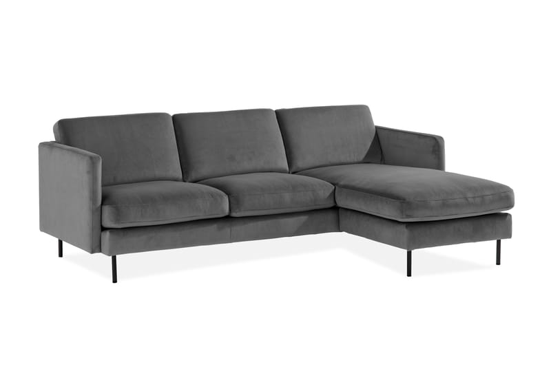Teodin Sammetssoffa 2-sits med Divan Höger - Ljusgrå - Divansoffor & schäslongsoffa - Sammetssoffa - 2 sits soffa med divan