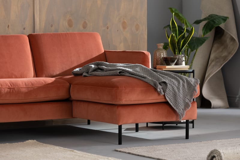 Teodin Sammetssoffa 2-sits med Divan Höger - Rosa - Möbler - Soffa - Divansoffor & schäslongsoffa