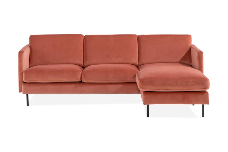 Teodin Sammetssoffa 2-sits med Divan Höger - Rosa - Divansoffor & schäslongsoffa - Sammetssoffa - 2 sits soffa med divan