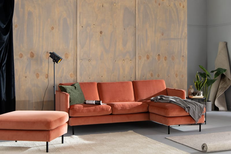 Teodin Sammetssoffa 2-sits med Divan Höger - Rosa - Möbler - Soffa - Divansoffor & schäslongsoffa