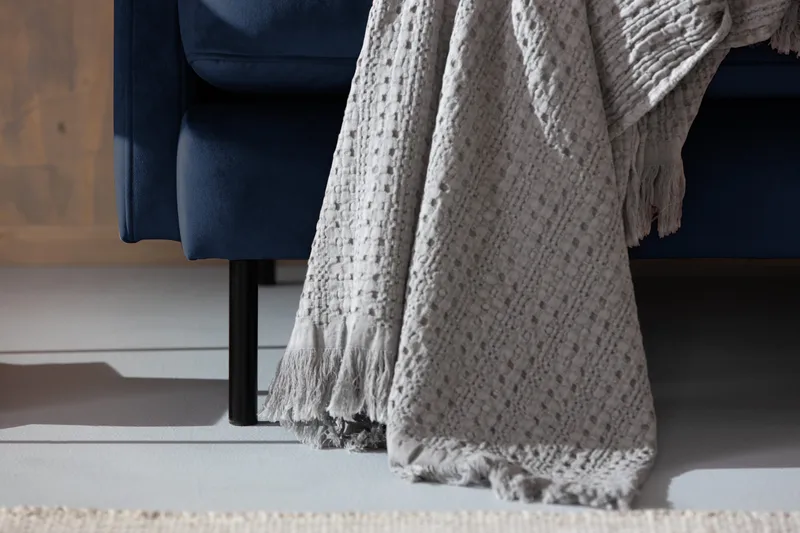 Teodin Sammetssoffa 2-sits med Divan Vänster - Blå - Möbler - Soffa - Divansoffor & schäslongsoffa