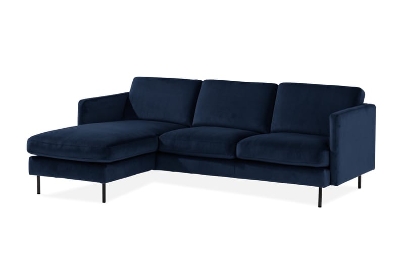 Teodin Sammetssoffa 2-sits med Divan Vänster - Blå - Divansoffor & schäslongsoffa - Sammetssoffa - 2 sits soffa med divan