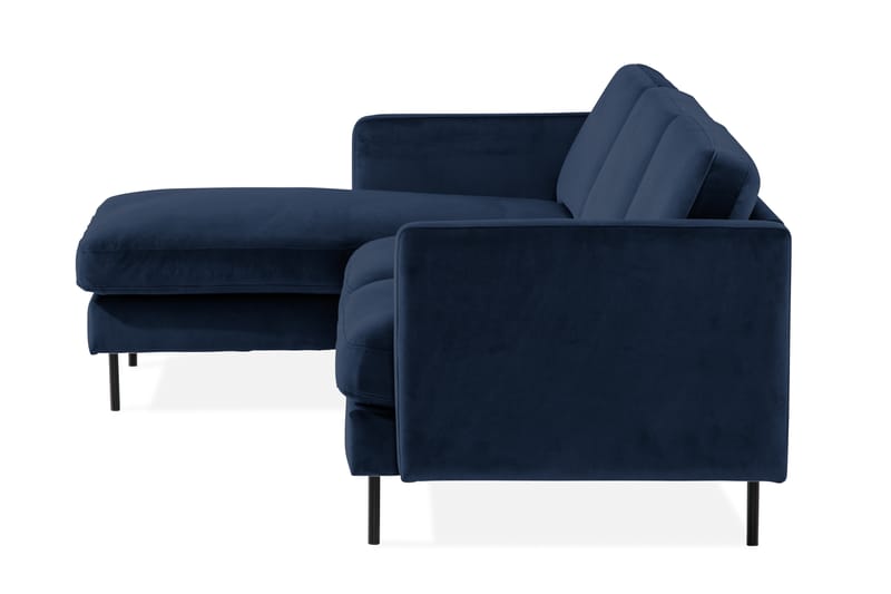 Teodin Sammetssoffa 2-sits med Divan Vänster - Blå - Divansoffor & schäslongsoffa - Sammetssoffa - 2 sits soffa med divan