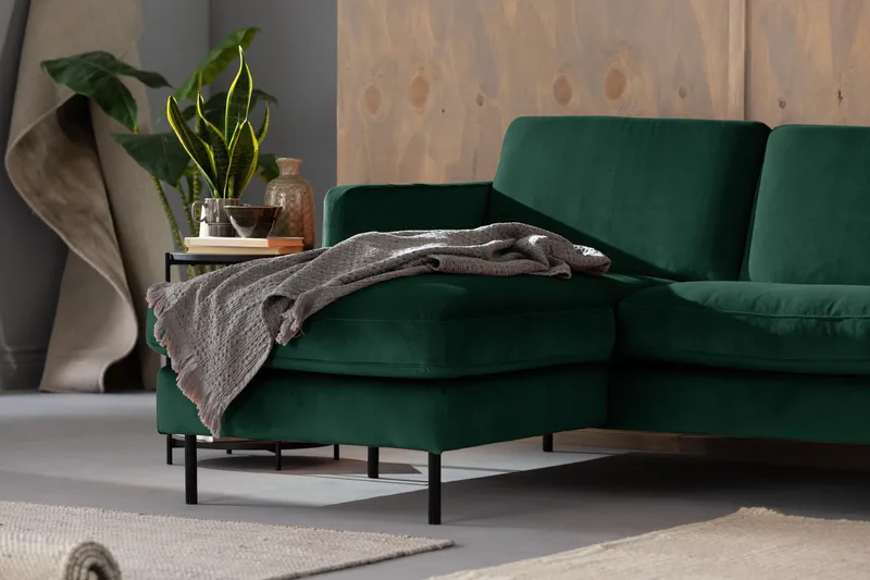 Teodin Sammetssoffa 2-sits med Divan Vänster - Grön - Möbler - Soffa - Divansoffor & schäslongsoffa