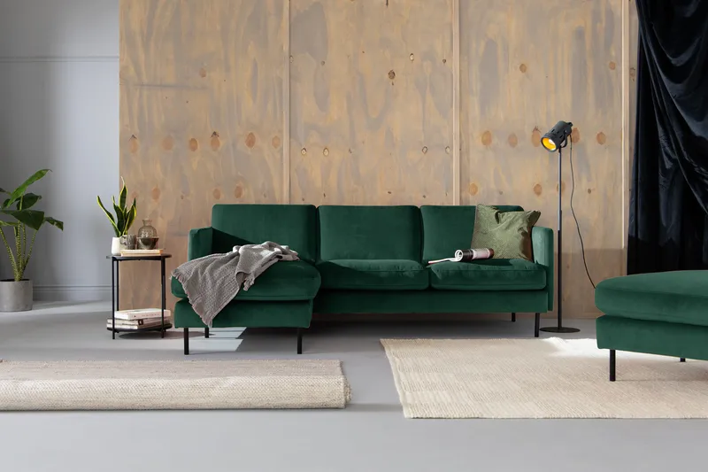 Teodin Sammetssoffa 2-sits med Divan Vänster - Grön - Möbler - Soffa - Divansoffor & schäslongsoffa