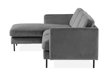 Teodin Sammetssoffa 2-sits med Divan Vänster - Ljusgrå - Möbler - Soffa - Divansoffor & schäslongsoffa