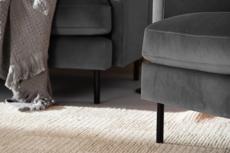 Teodin Sammetssoffa 2-sits med Divan Vänster - Ljusgrå - Möbler - Soffa - Divansoffor & schäslongsoffa