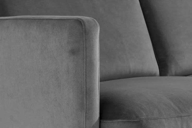 Teodin Sammetssoffa 2-sits med Divan Vänster - Ljusgrå - Möbler - Soffa - Divansoffor & schäslongsoffa
