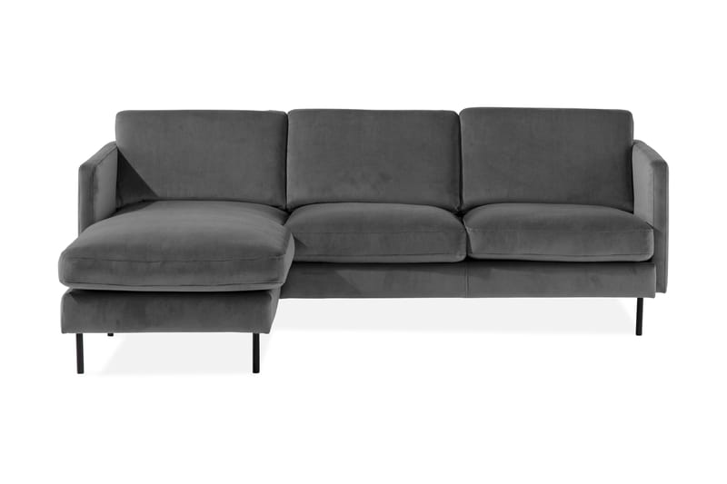 Teodin Sammetssoffa 2-sits med Divan Vänster - Ljusgrå - Divansoffor & schäslongsoffa - Sammetssoffa - 2 sits soffa med divan