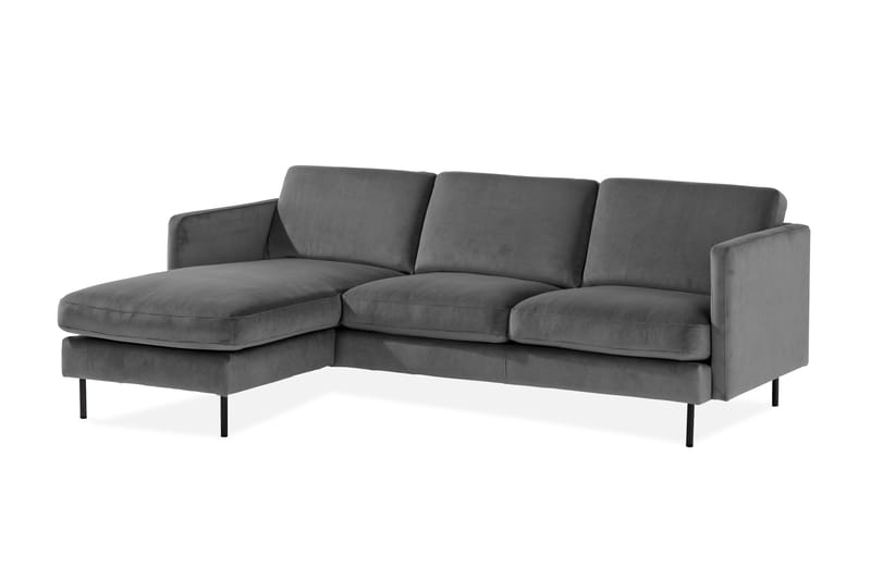 Teodin Sammetssoffa 2-sits med Divan Vänster - Ljusgrå - Divansoffor & schäslongsoffa - Sammetssoffa - 2 sits soffa med divan