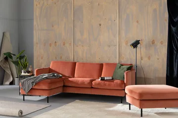 Teodin Sammetssoffa 2-sits med Divan Vänster - Rosa - Möbler - Soffa - Divansoffor & schäslongsoffa
