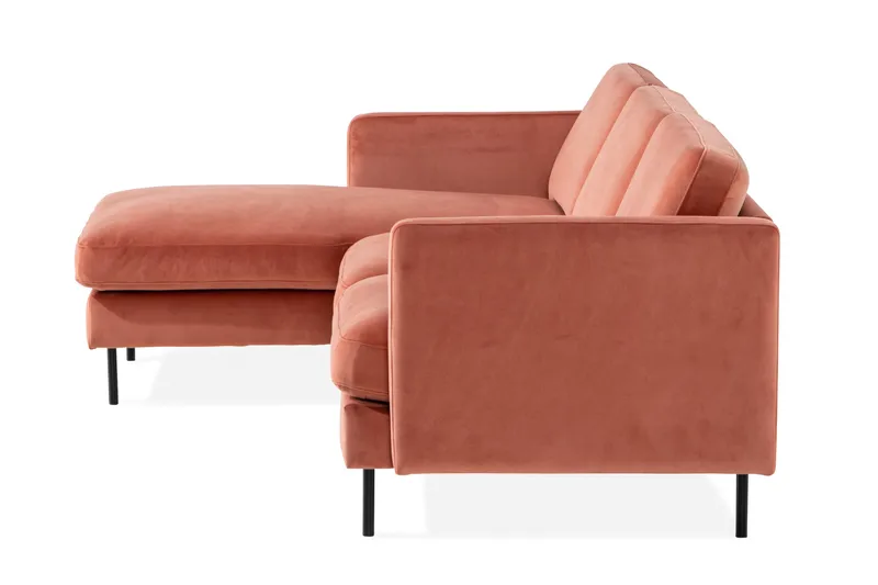 Teodin Sammetssoffa 2-sits med Divan Vänster - Rosa - Möbler - Soffa - Divansoffor & schäslongsoffa