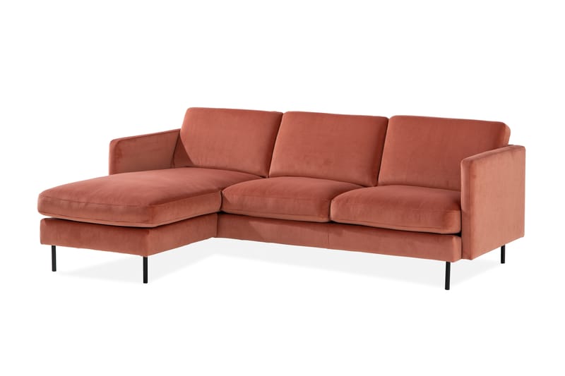 Teodin Sammetssoffa 2-sits med Divan Vänster - Rosa - Divansoffor & schäslongsoffa - Sammetssoffa - 2 sits soffa med divan
