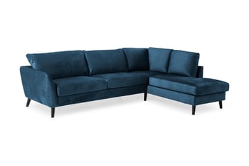 Trend 4-sits Högervänd L-formad Schäslongsoffa i Sammet - Blå - Möbler - Soffa - Divansoffor & schäslongsoffa