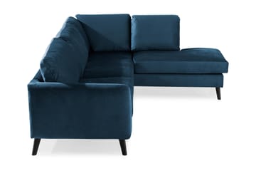 Trend 4-sits Högervänd L-formad Schäslongsoffa i Sammet - Blå - Möbler - Soffa - Divansoffor & schäslongsoffa