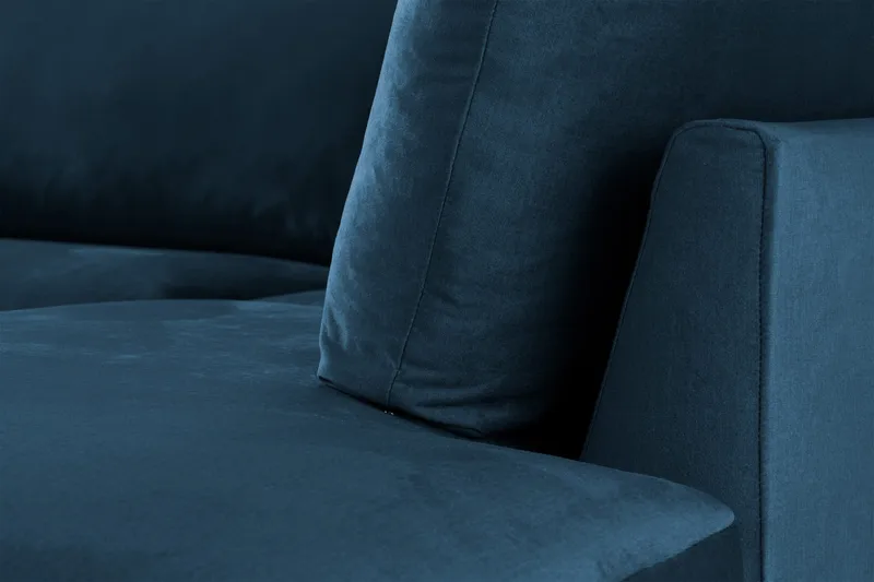 Trend 4-sits Högervänd L-formad Schäslongsoffa i Sammet - Blå - Möbler - Soffa - Divansoffor & schäslongsoffa