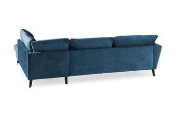 Trend 4-sits Högervänd L-formad Schäslongsoffa i Sammet - Blå - Möbler - Soffa - Divansoffor & schäslongsoffa