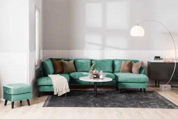 Trend 4-sits Högervänd L-formad Schäslongsoffa i Sammet - Grön - Möbler - Soffa - Divansoffor & schäslongsoffa