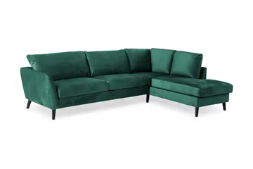 Trend 4-sits Högervänd L-formad Schäslongsoffa i Sammet - Grön - Möbler - Soffa - Divansoffor & schäslongsoffa