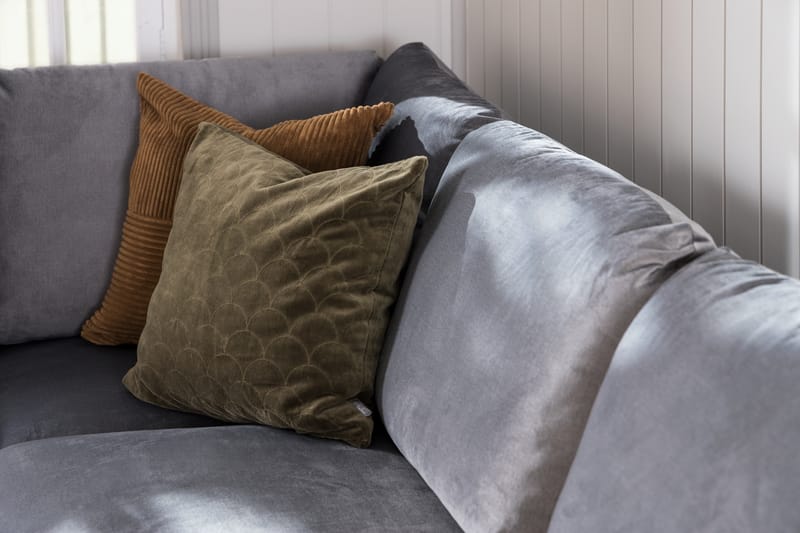 Trend 4-sits Högervänd L-formad Schäslongsoffa i Sammet - Ljusgrå - Möbler - Soffa - Divansoffor & schäslongsoffa