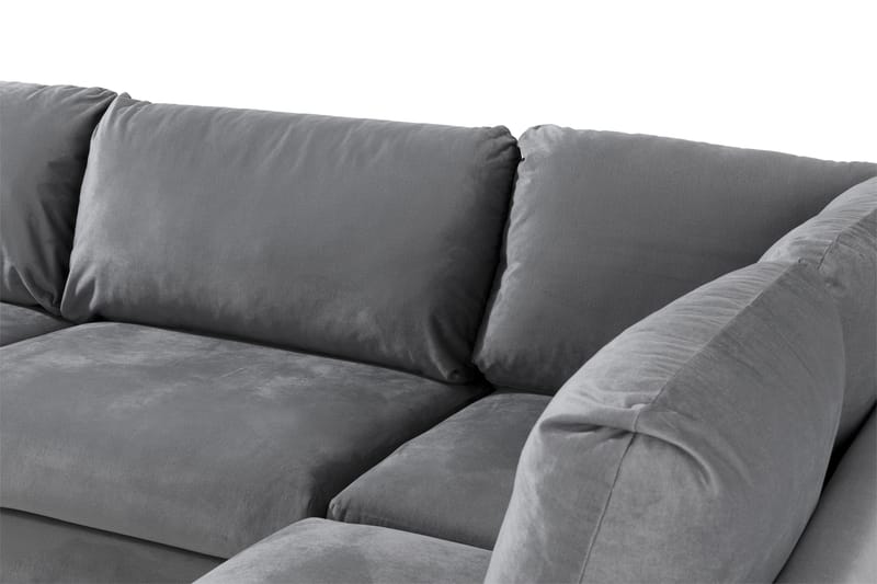 Trend 4-sits Högervänd L-formad Schäslongsoffa i Sammet - Ljusgrå - Möbler - Soffa - Divansoffor & schäslongsoffa