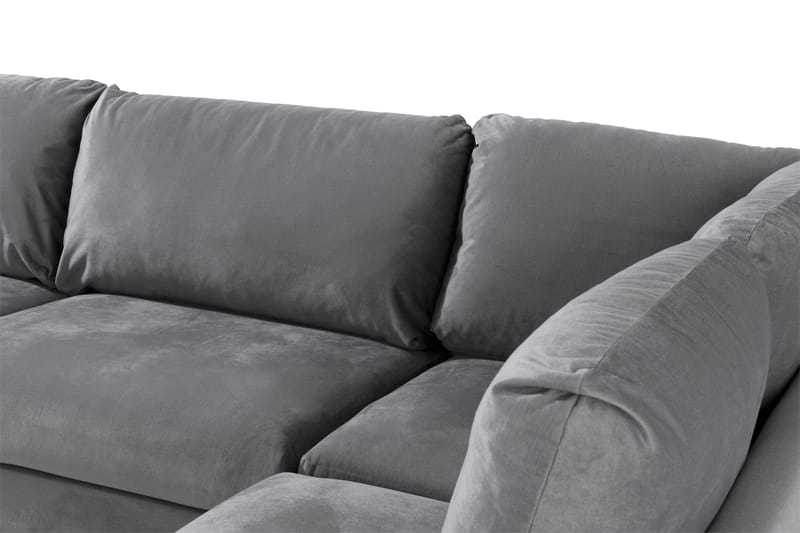 Trend 4-sits Högervänd L-formad Schäslongsoffa i Sammet - Ljusgrå - Möbler - Soffa - Divansoffor & schäslongsoffa