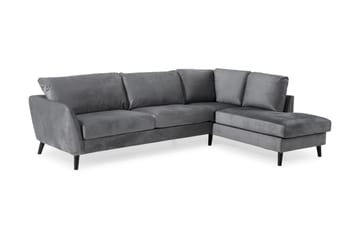 Trend 4-sits Högervänd L-formad Schäslongsoffa i Sammet - Ljusgrå - Möbler - Soffa - Divansoffor & schäslongsoffa