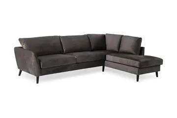 Trend 4-sits Högervänd L-formad Schäslongsoffa i Sammet - Mörkgrå - Möbler - Soffa - Divansoffor & schäslongsoffa