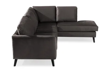 Trend 4-sits Högervänd L-formad Schäslongsoffa i Sammet - Mörkgrå - Möbler - Soffa - Divansoffor & schäslongsoffa