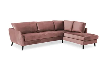 Trend 4-sits Högervänd L-formad Schäslongsoffa i Sammet - Rosa - Möbler - Soffa - Divansoffor & schäslongsoffa