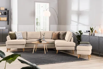 Trend 4-sits Högervänd L-formad Schäslongsoffa i Tyg 280 cm bred - Beige - Möbler - Soffa - Divansoffor & schäslongsoffa