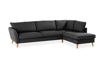 Trend 4-sits Högervänd L-formad Schäslongsoffa i Tyg - Svart - Möbler - Soffa - Divansoffor & schäslongsoffa