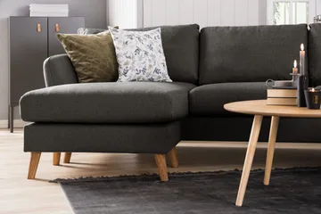 Trend 4-sits Högervänd L-formad Schäslongsoffa i Tyg - Svart - Möbler - Soffa - Divansoffor & schäslongsoffa