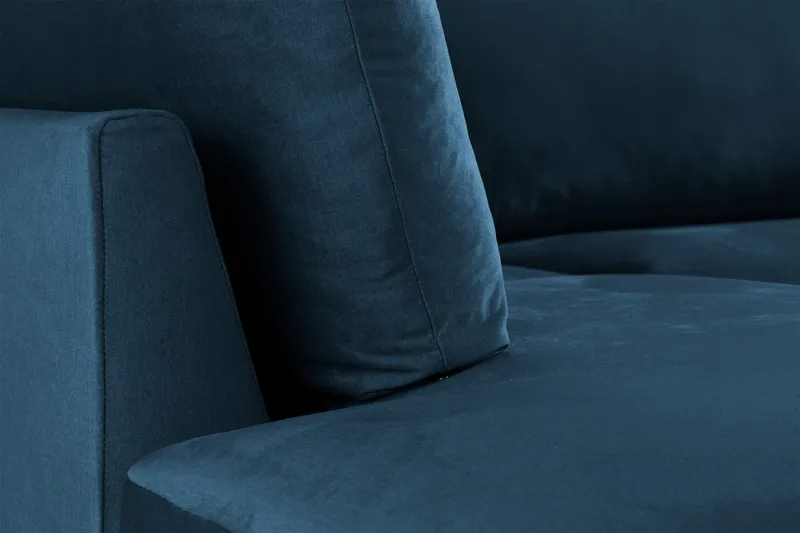 Trend 4-sits Vänstervänd L-formad Schäslongsoffa i Sammet - Blå - Möbler - Soffa - Divansoffor & schäslongsoffa