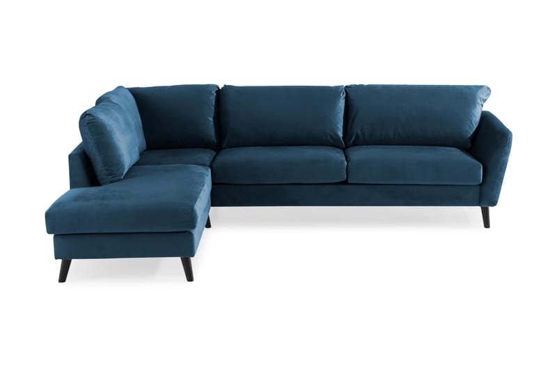 Trend 4-sits Vänstervänd L-formad Schäslongsoffa i Sammet - Blå - Möbler - Soffa - Divansoffor & schäslongsoffa