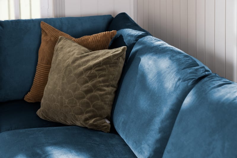 Trend 4-sits Vänstervänd L-formad Schäslongsoffa i Sammet - Blå - Möbler - Soffa - Divansoffor & schäslongsoffa